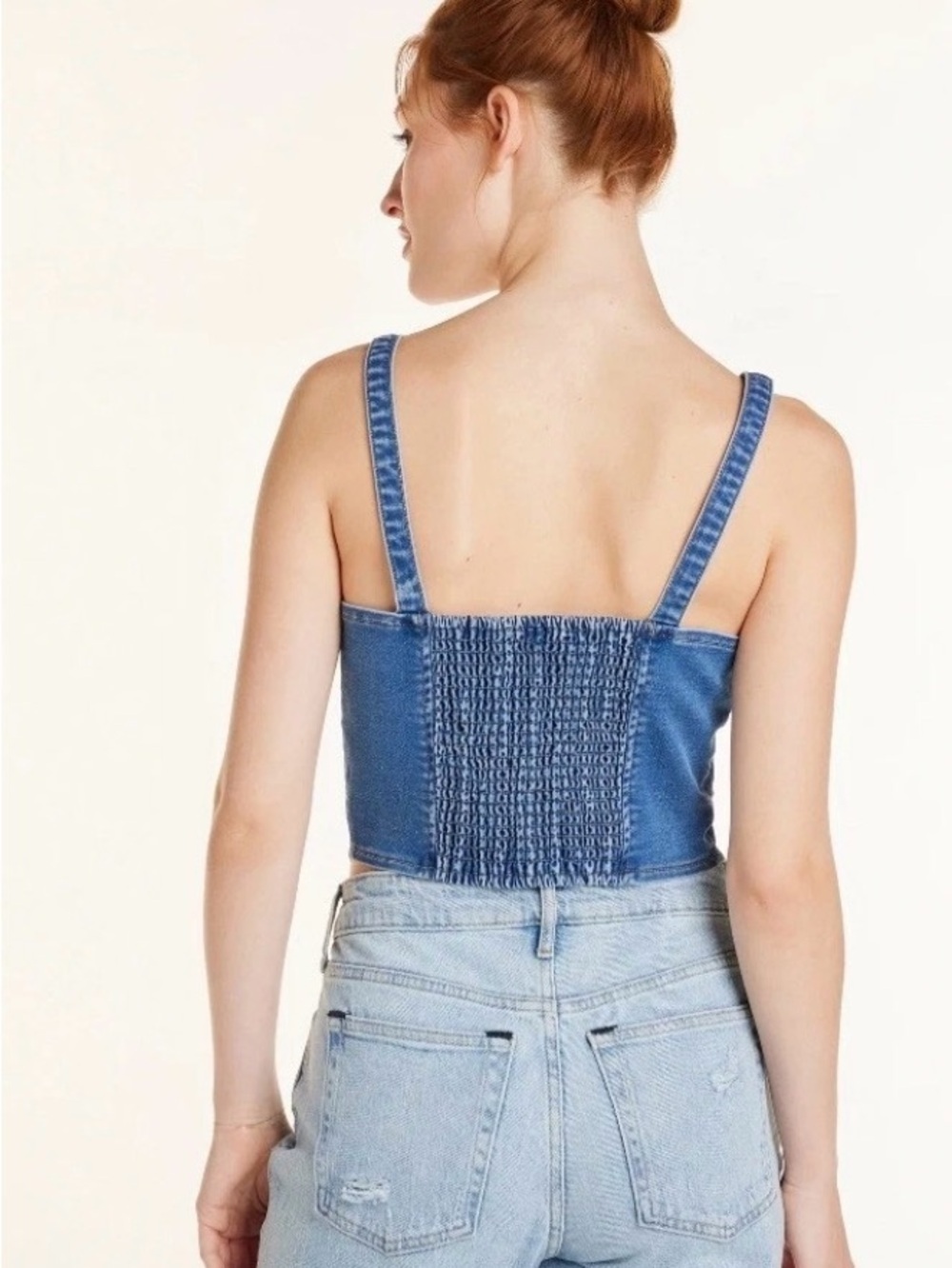 No Boundaries Women's Denim Corset Top, Size L - Picture 2 of 6